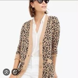 J. Crew V neck Leopard Print Cardigan Sweater size small